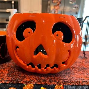 Large beautiful orange ceramic pumpkin, candle holder. From Bath& Body Works
